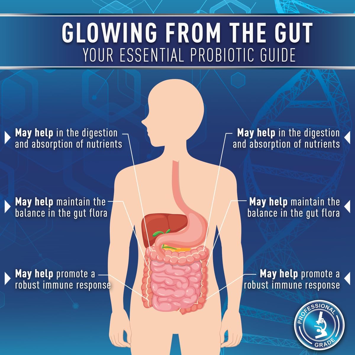 Purely Optimal Probiotics for Digestive Health, 60 Billion CFU – Delayed-Release with Digestive Enzymes & Organic Prebiotics, 30 Capsules - görsel 6