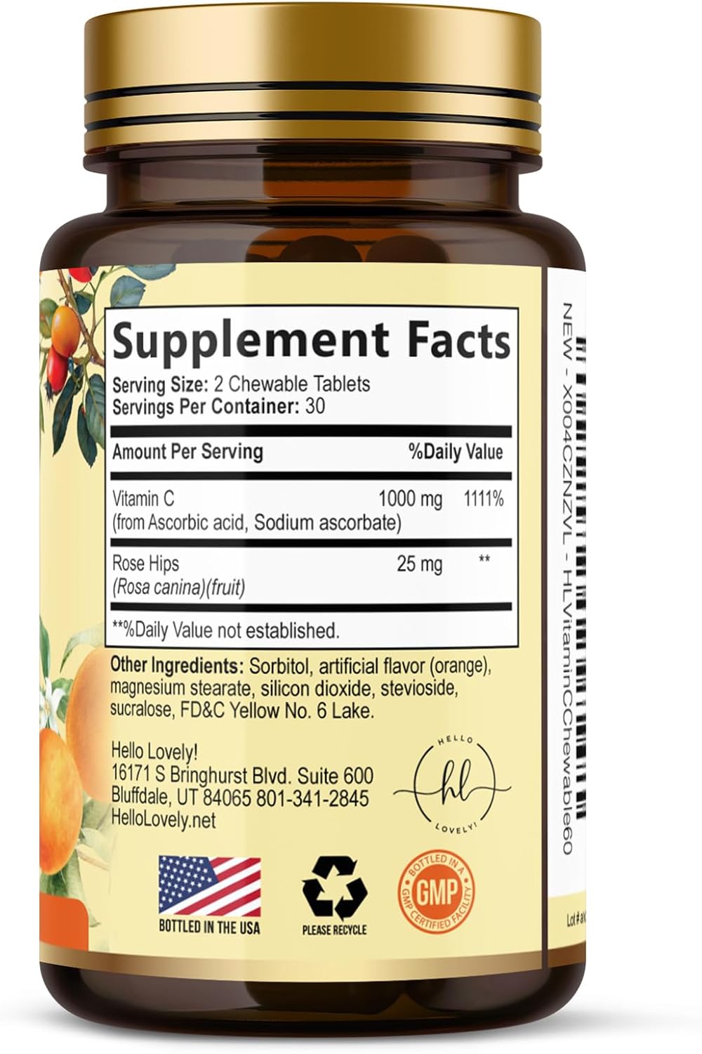 Hello Lovely! Vitamin C 1000mg Chewable Tablets with Rose Hips & Bioflavonoids - görsel 9
