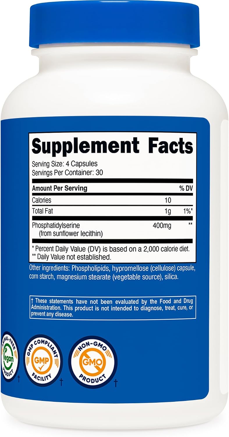 Nutricost Phosphatidylserine 400mg, 120 Capsules – Soya Free, Vegetarian Friendly, Non-GMO, Gluten-free - görsel 5