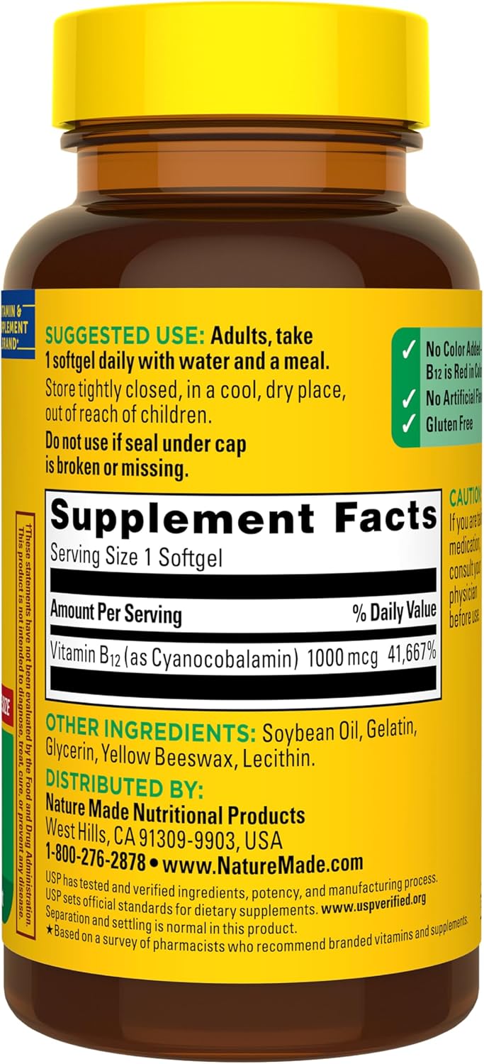 Nature Made Vitamin B12 1000 mcg Softgels, 150 Count - görsel 9