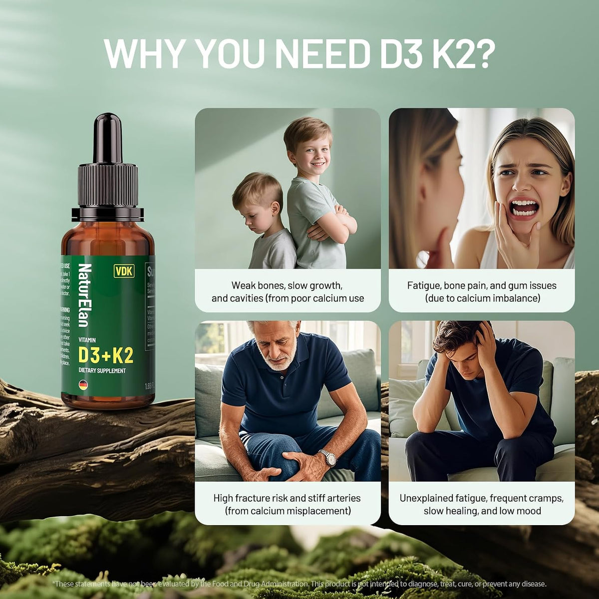 NaturElan Vitamin D3 5000 IU & K2 Drops with MCT Oil - 5000 IU Vitamin D3 + 100 mcg K2 (MK-7), 50 ml, Supports Bone, Immune, Heart & Teeth Health, Third-Party Tested, Vegan, Non-GMO, Gluten-free - görsel 4
