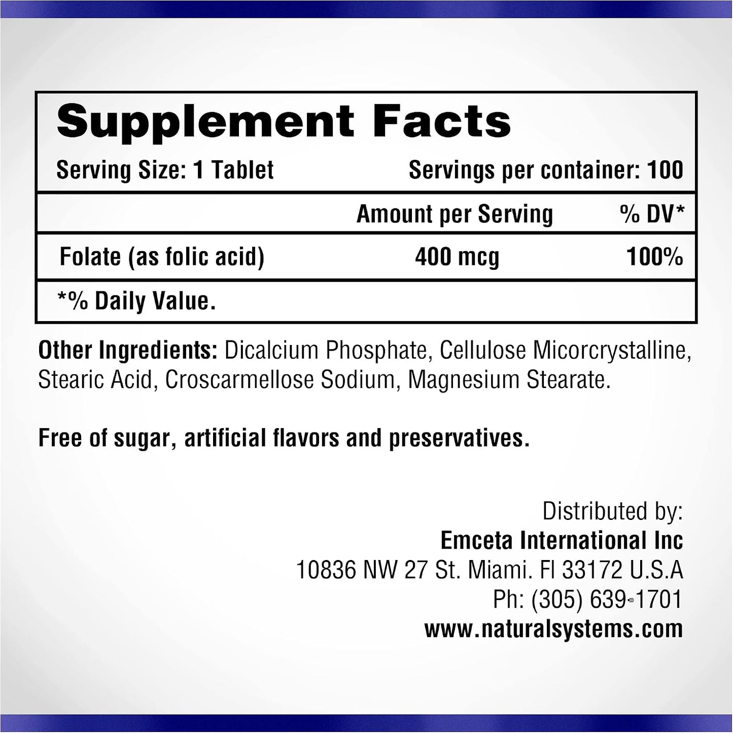 Folic Acid Supplement 100 Tablets 400 mcg by Natural Systems - Antenatal Vitamin for Women - Pregnancy Support Tablets - Daily Intake Folate - görsel 2