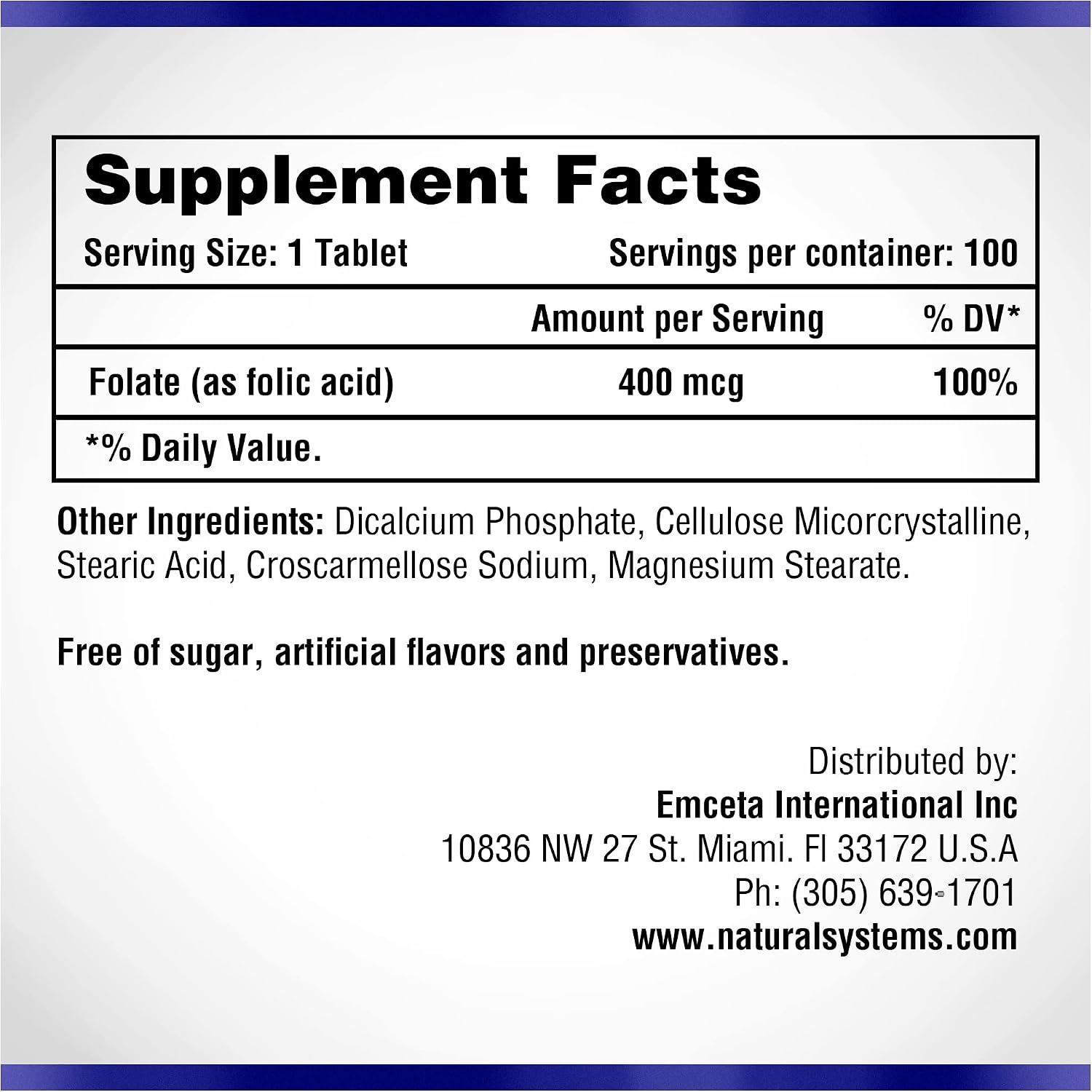 Folic Acid Supplement 100 Tablets 400 mcg by Natural Systems - Antenatal Vitamin for Women - Pregnancy Support Tablets - Daily Intake Folate - görsel 2
