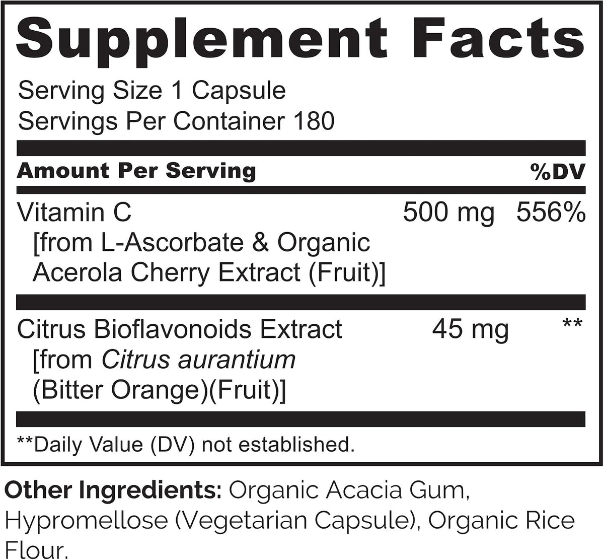 NATURELO Vitamin C with Organic Acerola Cherry and Citrus Bioflavonoids - 500 mg - 180 Vegan Capsules - görsel 8