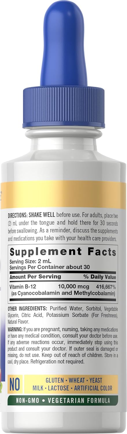 Carlyle Vitamin B12 Sublingual Liquid Drops - 10,000 mcg - 59 ml - görsel 2