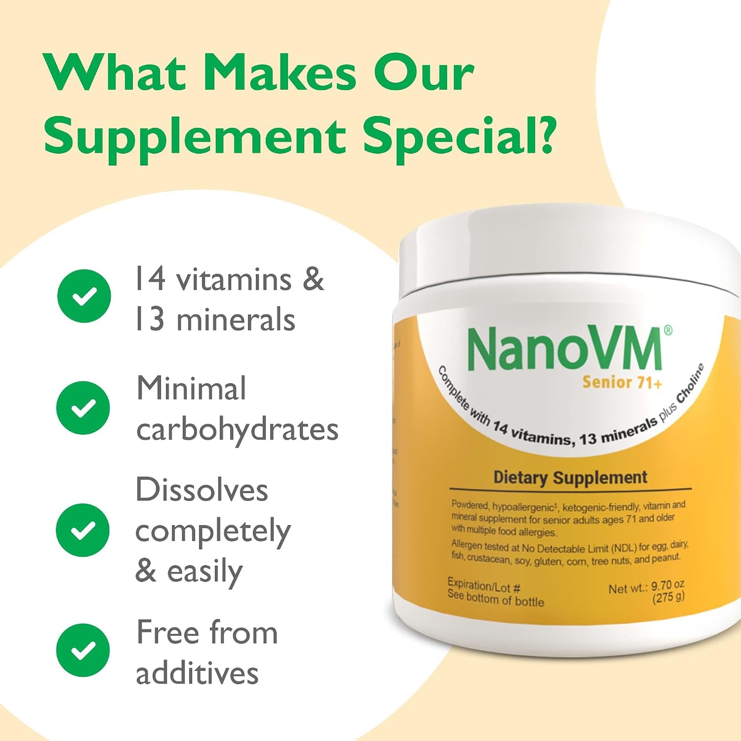 NanoVM Senior 71+ Allergen-Free Multivitamin Powder, 275 g - görsel 7