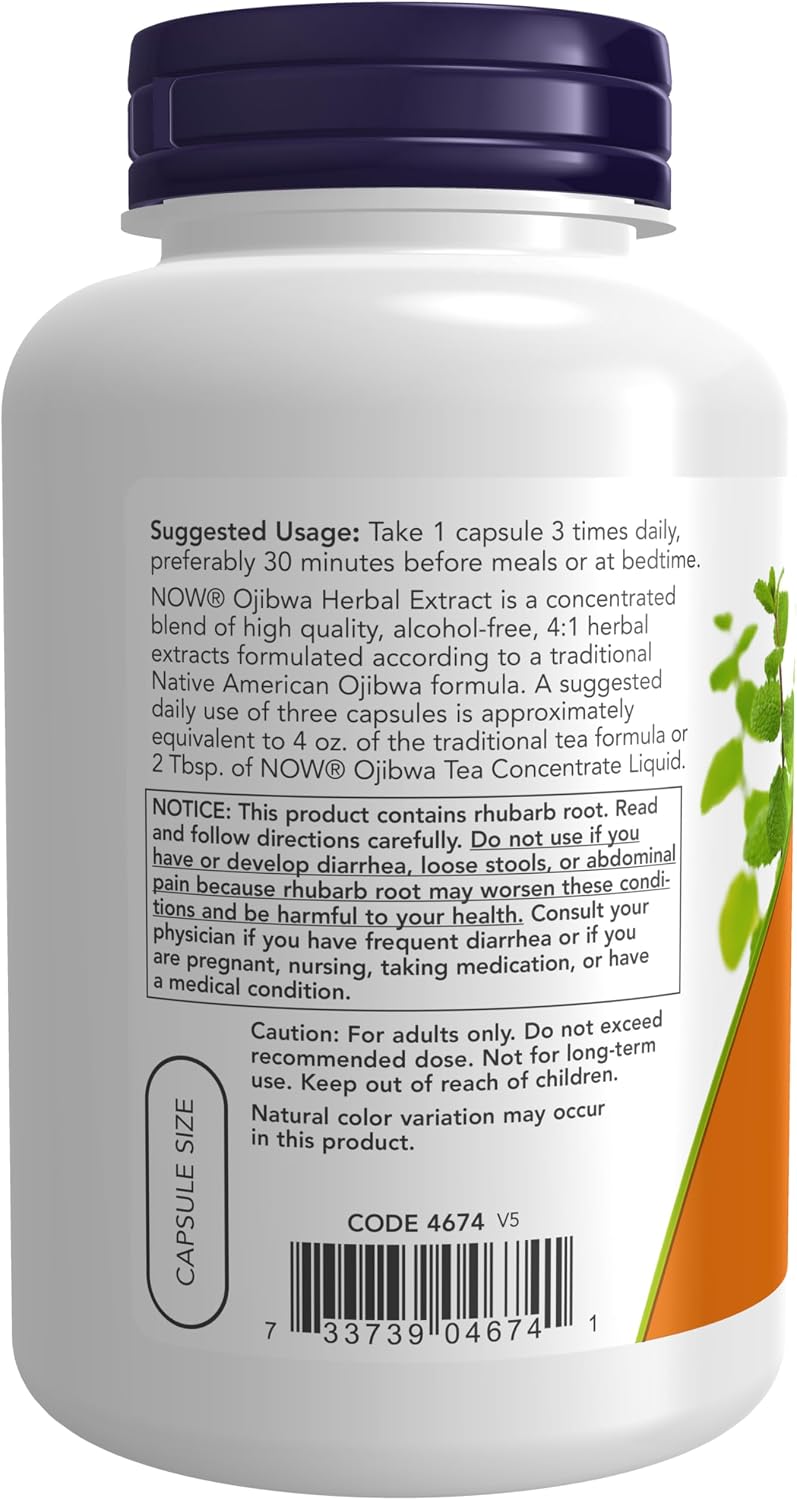 NOW Foods Ojibwa Herbal Extract 450 mg, 180 Veg Capsules - görsel 3