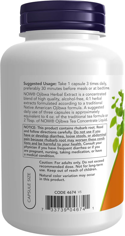 NOW Foods Ojibwa Herbal Extract 4:1 450 mg, 180 Vegetarian Capsules