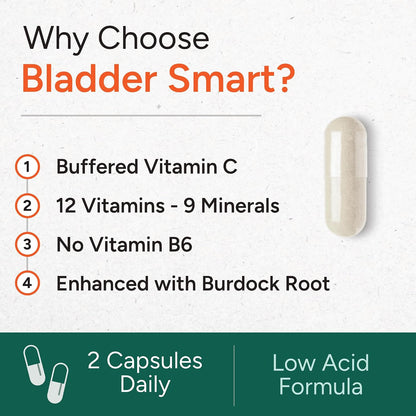 BLADDER SMART Low-Acid Multivitamin for Sensitive Bladders - 60 Capsules