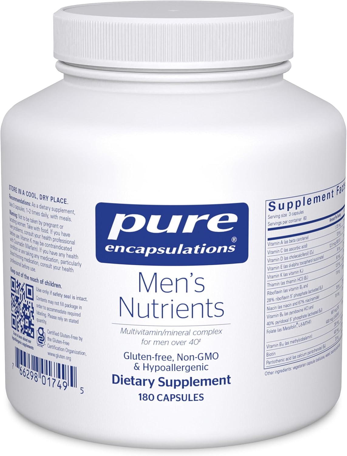 Pure Encapsulations Men's Nutrients – Multivitamin for Men Over 40 (180 Capsules) - görsel 1