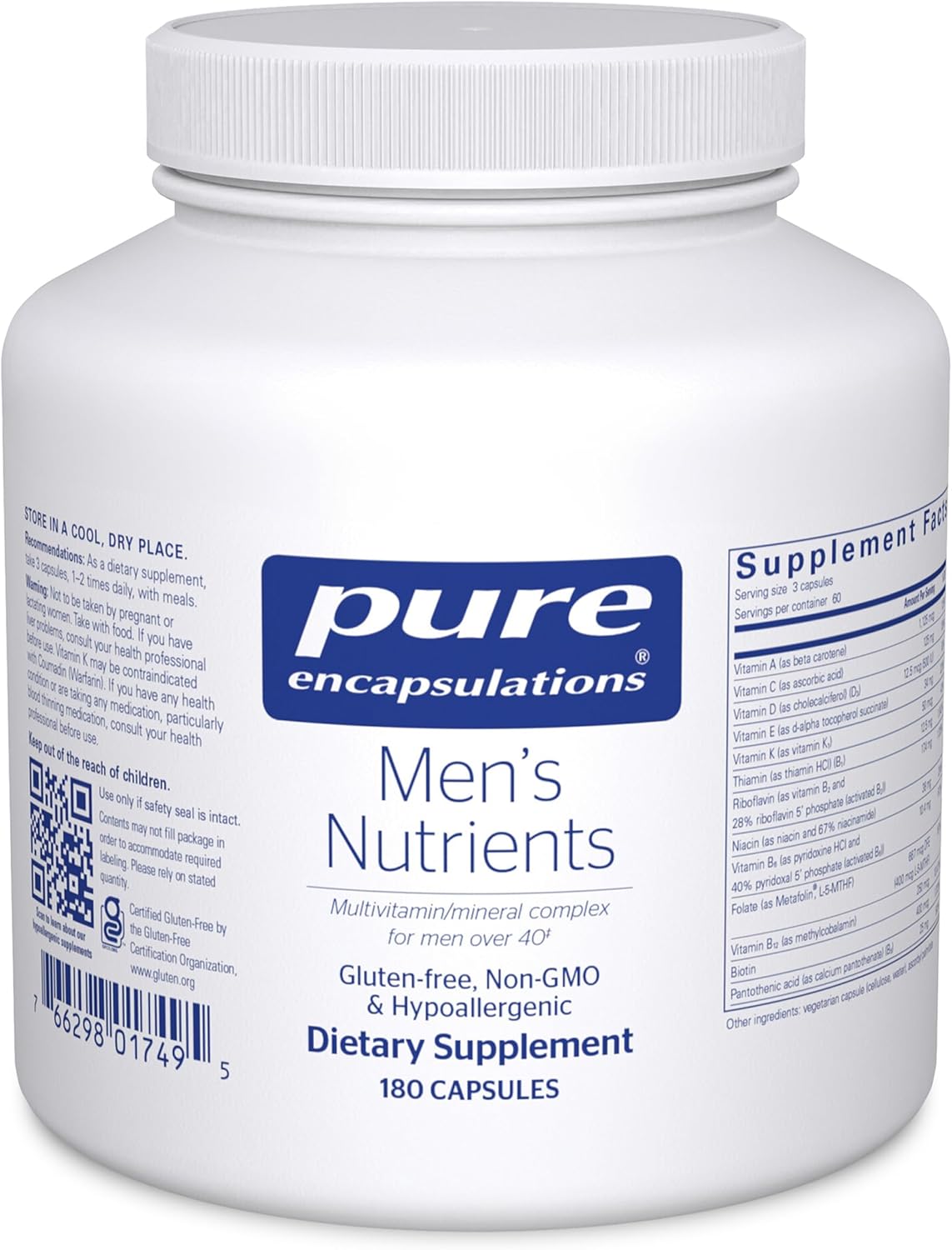 Pure Encapsulations Men's Nutrients - Multivitamin & Mineral Supplement for Men Over 40 (360 Capsules) - görsel 8