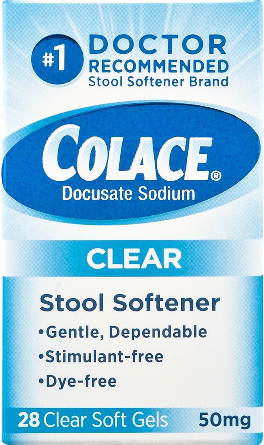 Colace Clear Docusate Sodium Stool Softener 50mg, 28 Count Per Box (3 Pack) - 84 Softgels - görsel 1
