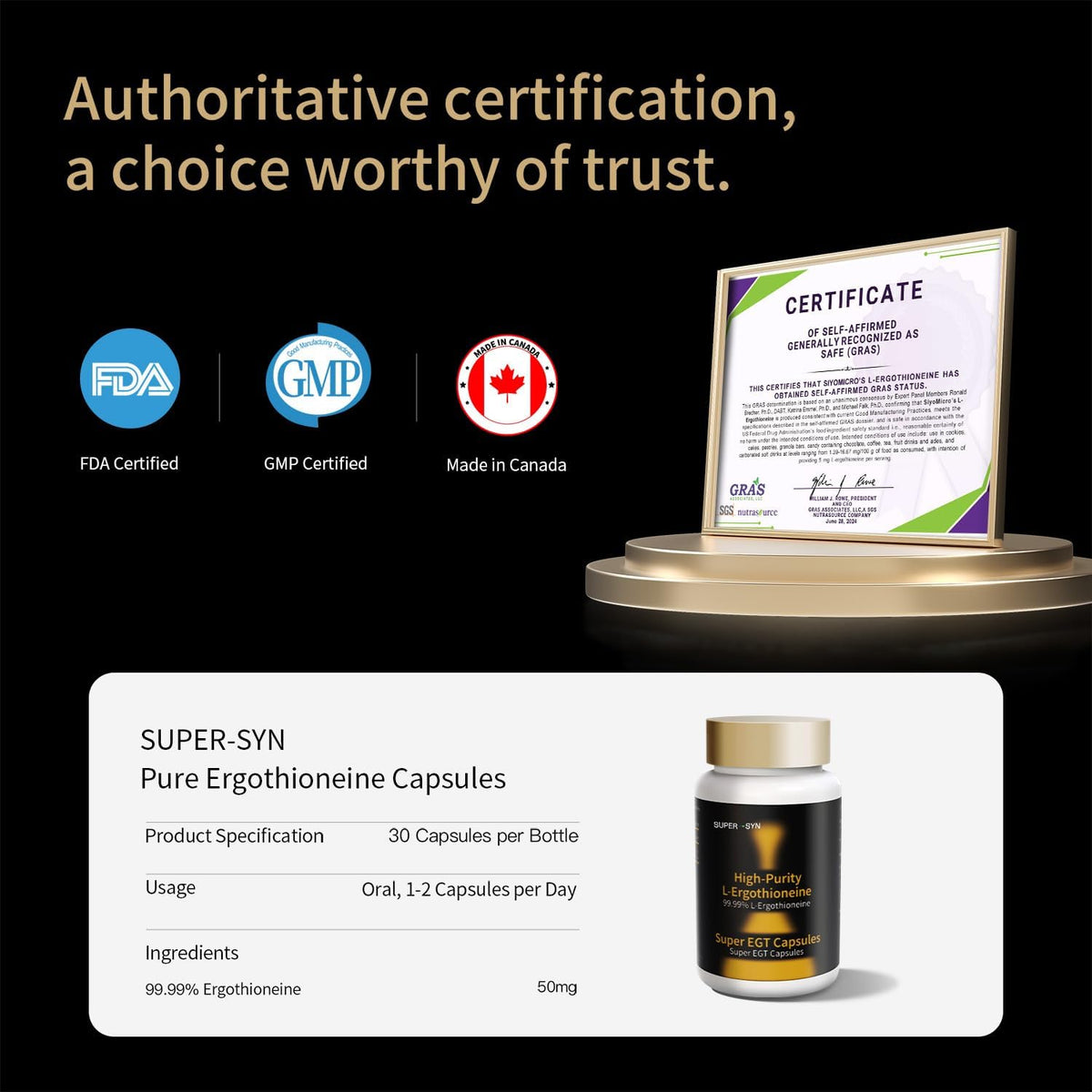 SUPER-SYN L-Ergothioneine 50mg – Ultra-Pure Antioxidant Dietary Supplement - görsel 7