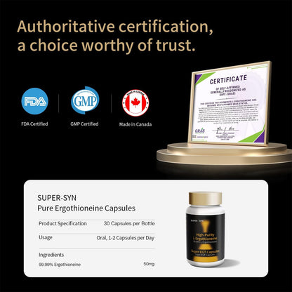 SUPER-SYN L-Ergothioneine 50mg – Ultra-Pure Antioxidant Dietary Supplement