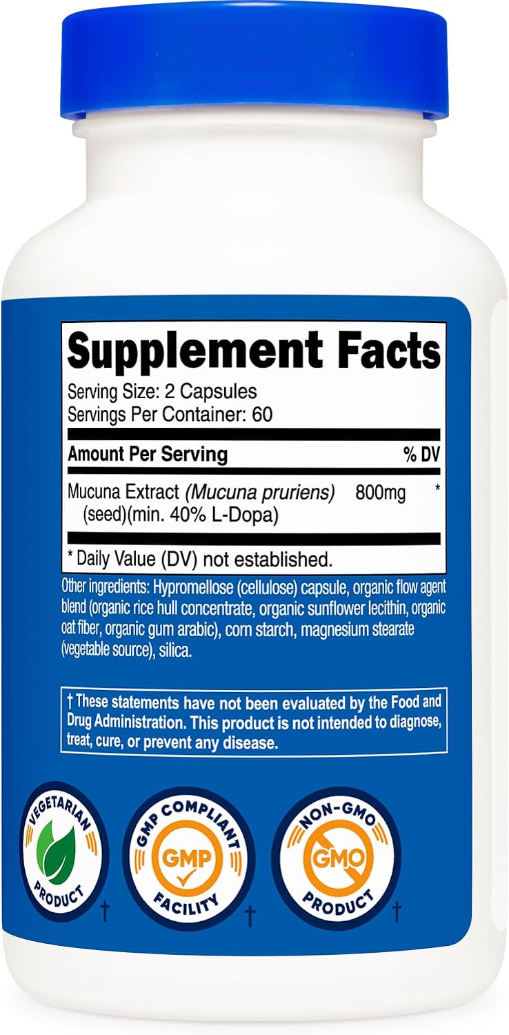 Nutricost Mucuna Pruriens 400mg, 120 Capsules - 800mg Per Serving - görsel 5