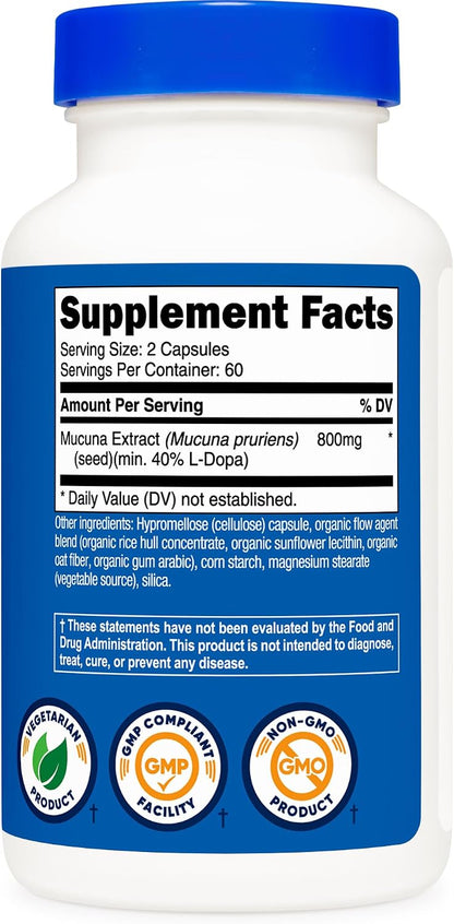 Nutricost Mucuna Pruriens 400mg, 120 Capsules - 800mg Per Serving