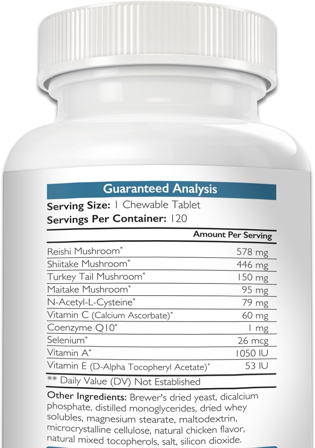 Immune Support for Dogs – Turkey Tail, Reishi, Shiitake & Maitake Mushroom Complex with CoQ10 and Vitamin A – 120 Chewable Tablets - görsel 9