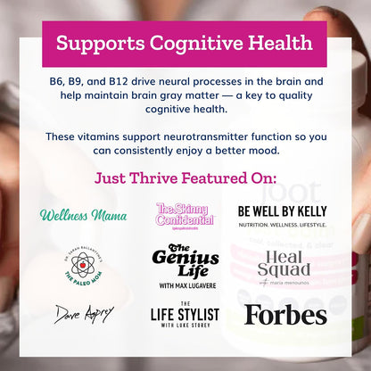 Just Thrive Just Calm - Cortisol Manager with Probiotic BL 1714 & B Vitamins - Vegan Mood & Memory Support - 30 Capsules