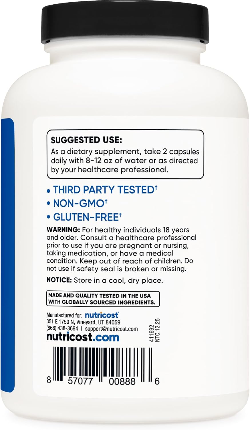 Nutricost HMB (Beta-Hydroxy Beta-Methylbutyrate) 1000mg – 240 Capsules - görsel 4