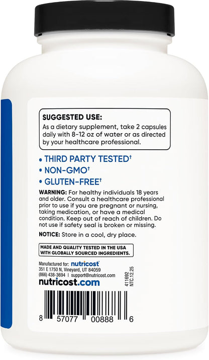 Nutricost HMB (Beta-Hydroxy Beta-Methylbutyrate) 1000mg – 240 Capsules