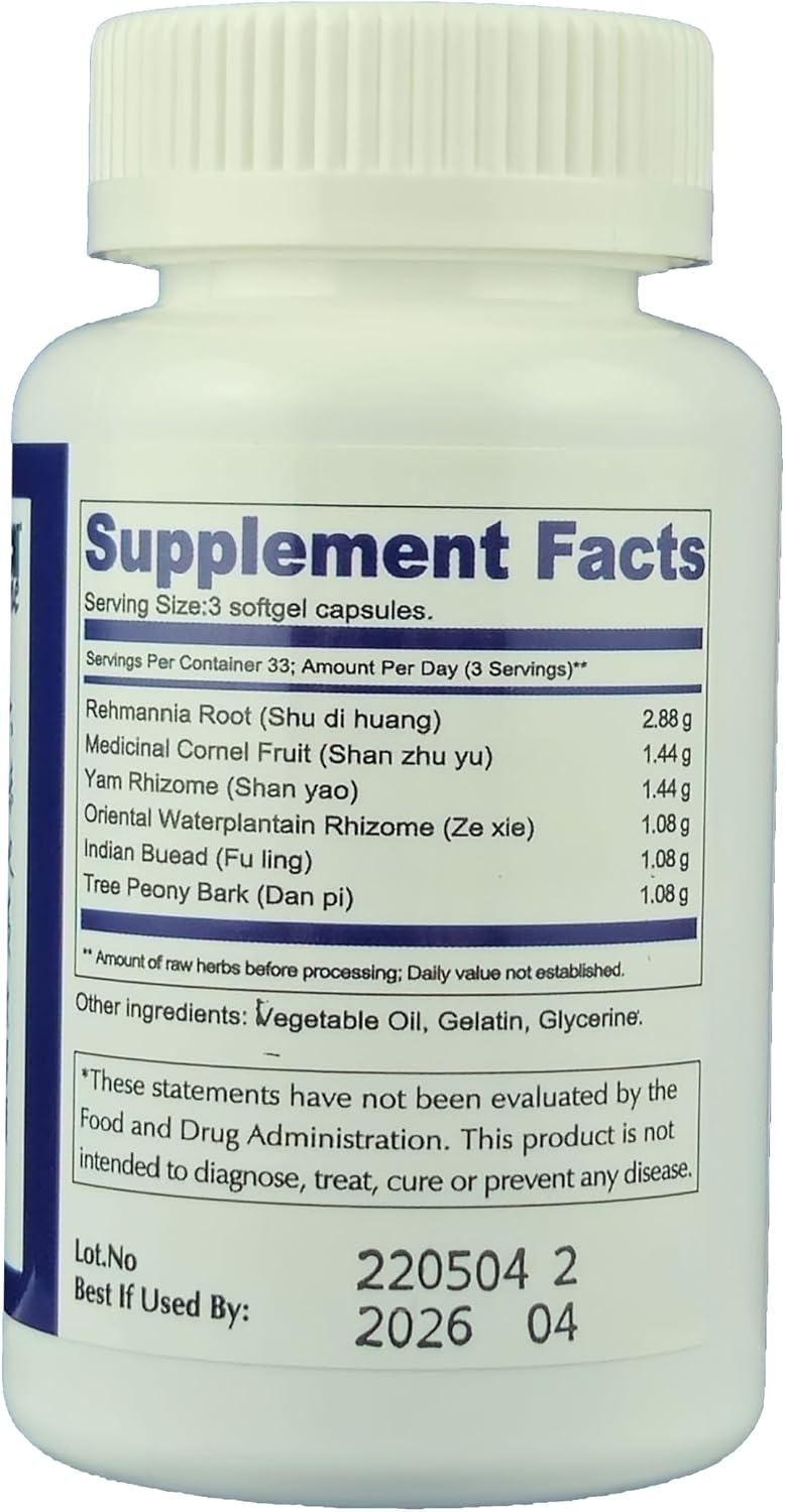 TCM ZONE Lui Wei Di Huang Soft gel capsule Capsule (Rehmannia Six Formula) 100 Soft gel capsule Capsules for Kidney Yin Nourishing* - görsel 3