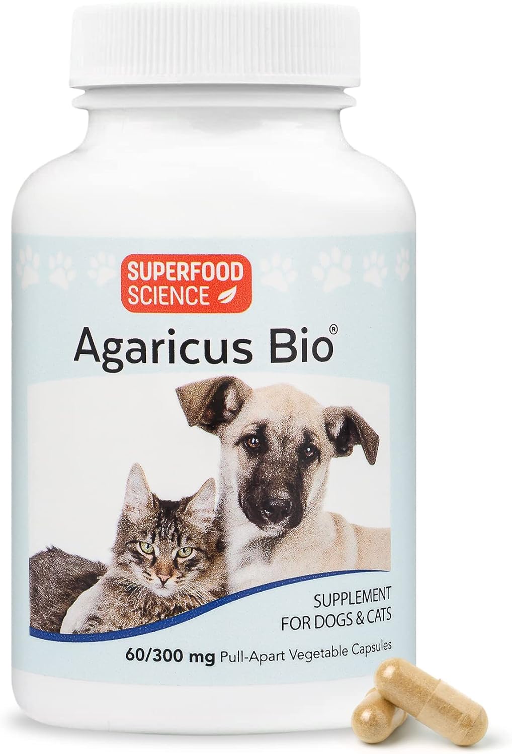 Agaricus Bio 300mg for Dogs and Cats – Beta Glucan Mushroom Pet Supplement, 60 Capsules - görsel 1