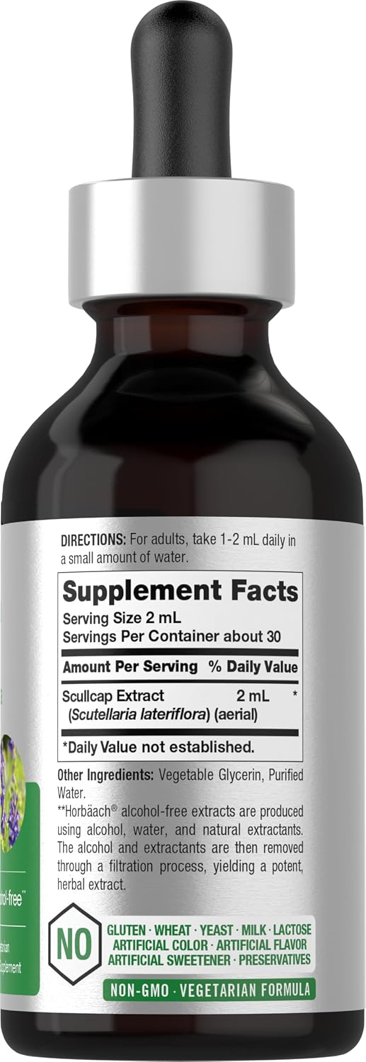 Horbaach Scullcap Herb Tincture, 59 ml (2 fl oz) - Alcohol-Free Liquid Extract Drops - görsel 2