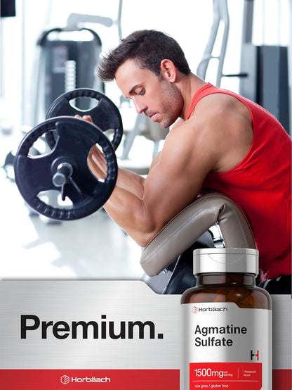 Horbäach Agmatine Sulphate Capsules 1500mg | 60 Capsules | Pharmaceutical Grade | Non-GM, Gluten-Free Supplement