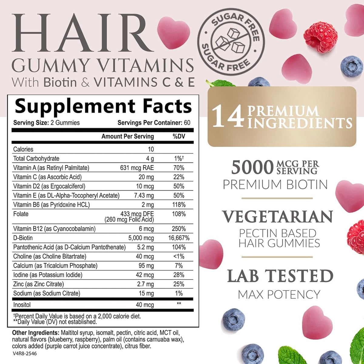 Nature's Nutrition Sugar-Free Biotin Gummies 5000mcg - Hair, Skin & Nail Support - 120 Gummies - görsel 2