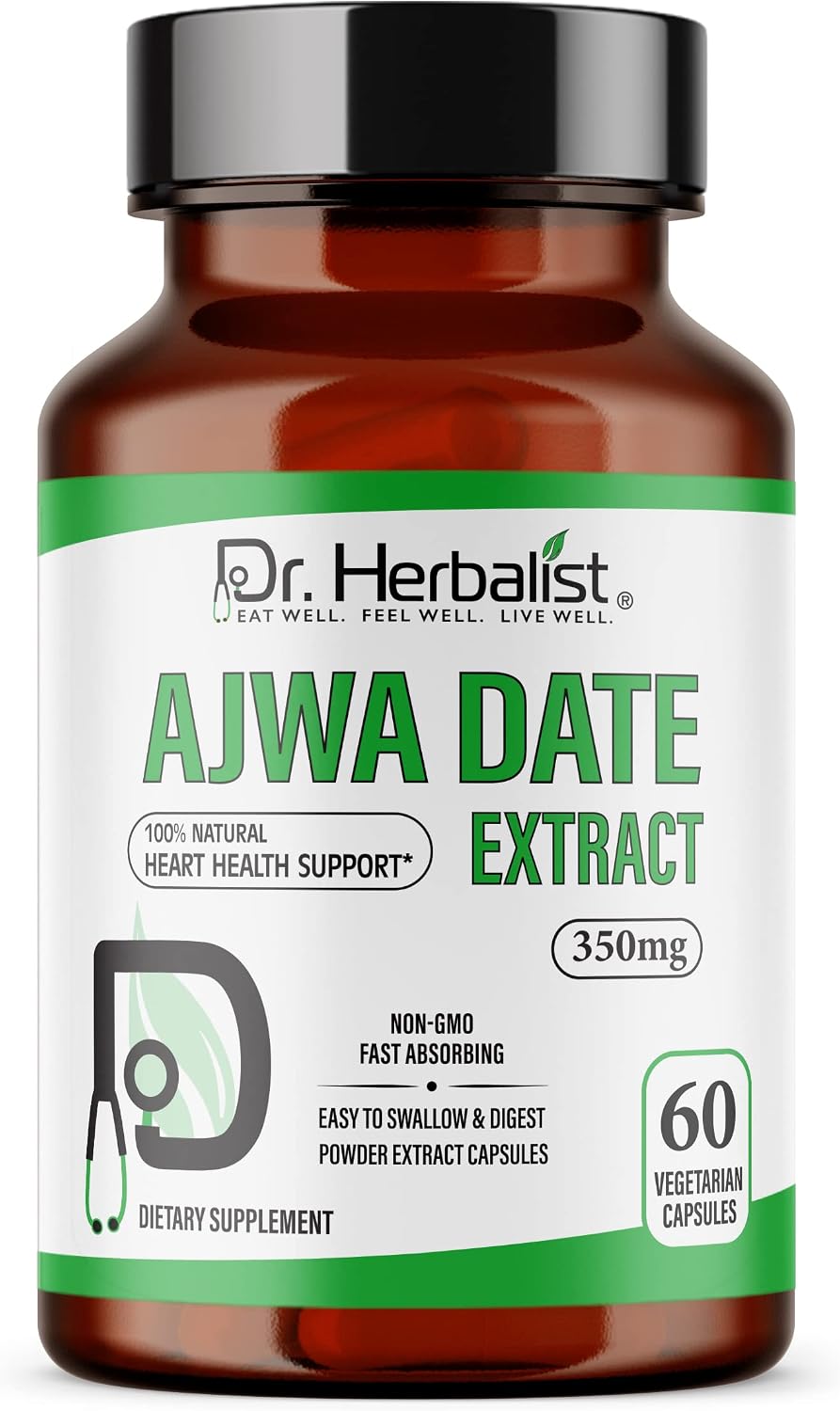 Dr. HERBALIST Ajwa Date Extract 350mg – Energy Support – 60 Vegetarian Capsules - görsel 1
