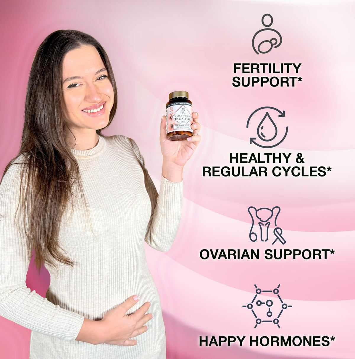 Myo-inositol & D-chiro Inositol Supplement for Women – Ideal 40:1 Ratio with CoQ10, Choline & Selenium – 120 Capsules - görsel 4