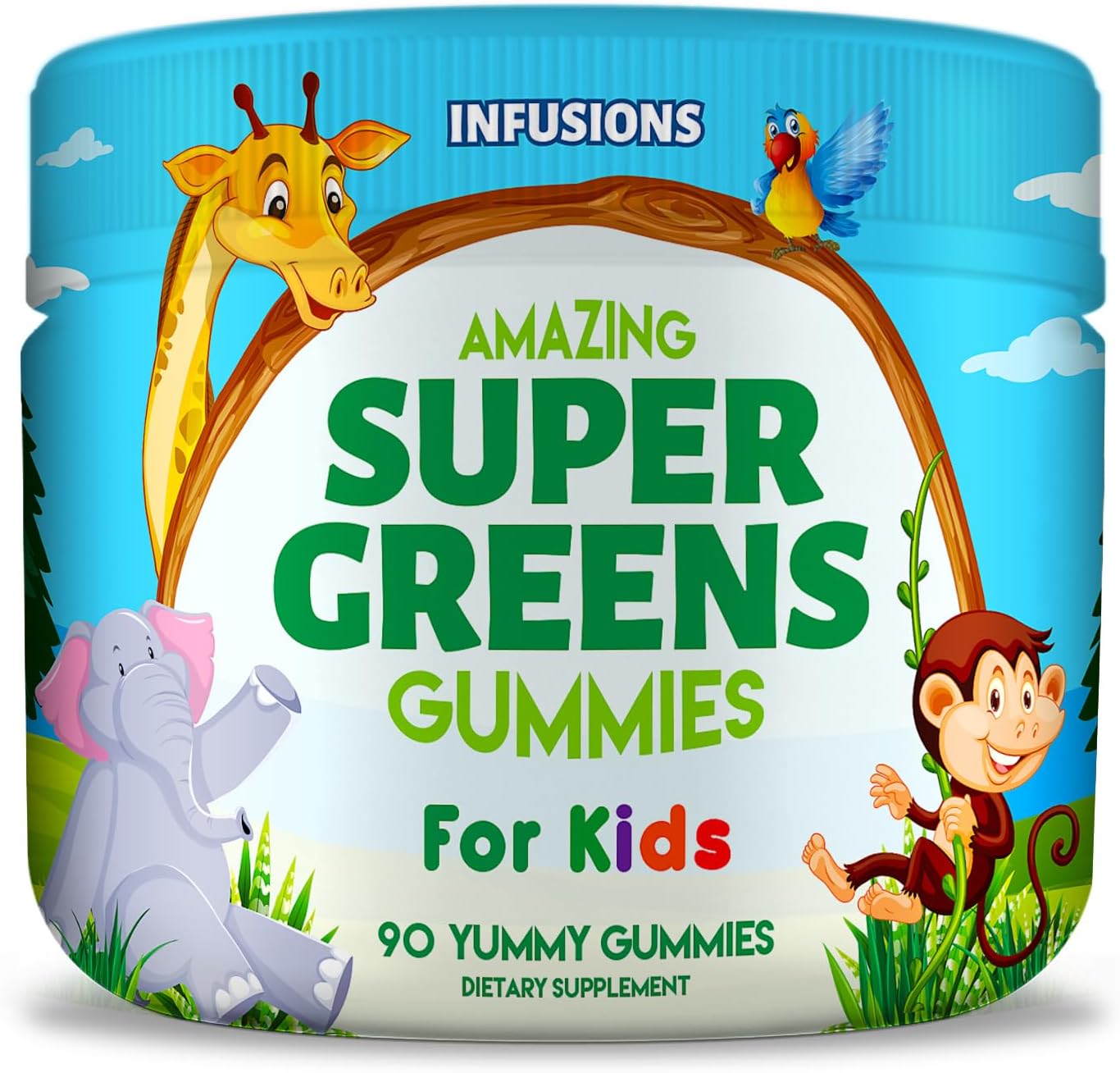 Infusions Super Green Gummies for Kids - 90 Count Superfood Booster, Vegan, Gluten-free & Non-GMO - görsel 1
