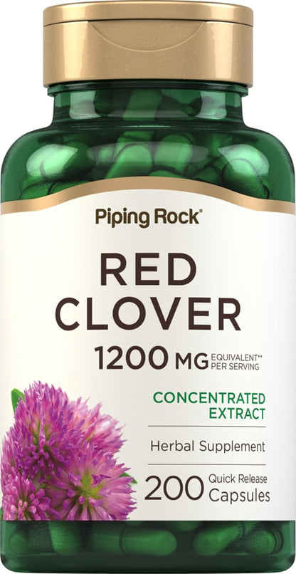 Piping Rock Red Clover Supplement | 200 Capsules | Herbal Blossom Extract | for Women and Men | Non-GM, Gluten-free