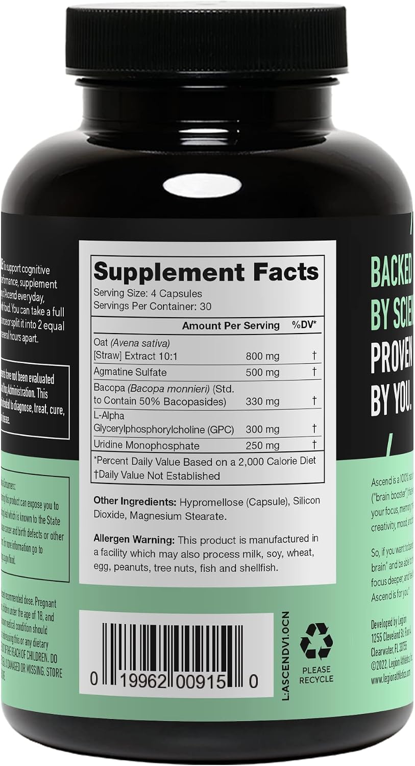 LEGION Athletics Ascend Nootropic - Brain Supplement for Memory, Focus & Mood Support - görsel 2