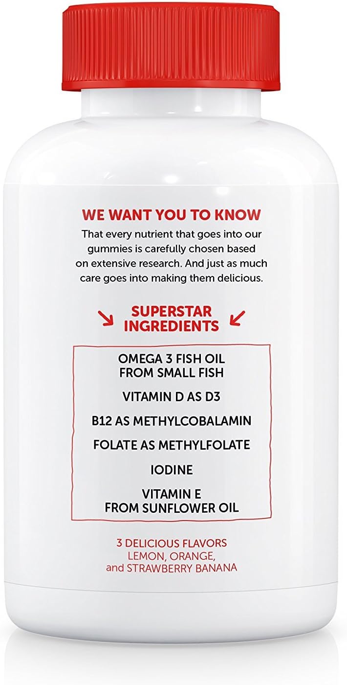 SmartyPants Kids Complete Gummy Vitamins - Multivitamin & Omega 3 DHA/EPA Fish Oil, Methyl B12, Vitamin D3 - 180 Gummies (Value Size) - görsel 4