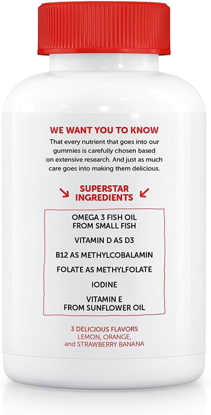 SmartyPants Kids Complete Gummy Vitamins - Multivitamin & Omega 3 DHA/EPA Fish Oil, Methyl B12, Vitamin D3 - 180 Gummies (Value Size)