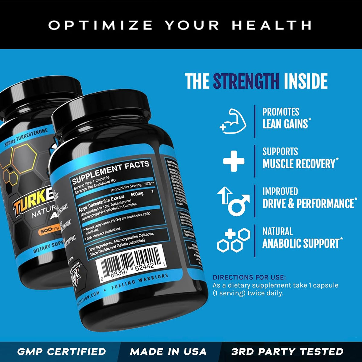 eFlow Nutrition Turkesterone Supplement for Men – High Absorption with Cyclodextrin, 60 Capsules - görsel 4