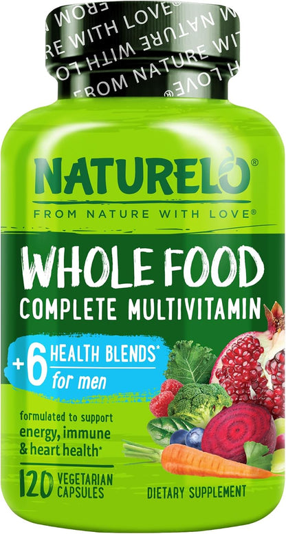NATURELO Men's Whole Food Multivitamin with Activated B Vitamins – 120 Capsules