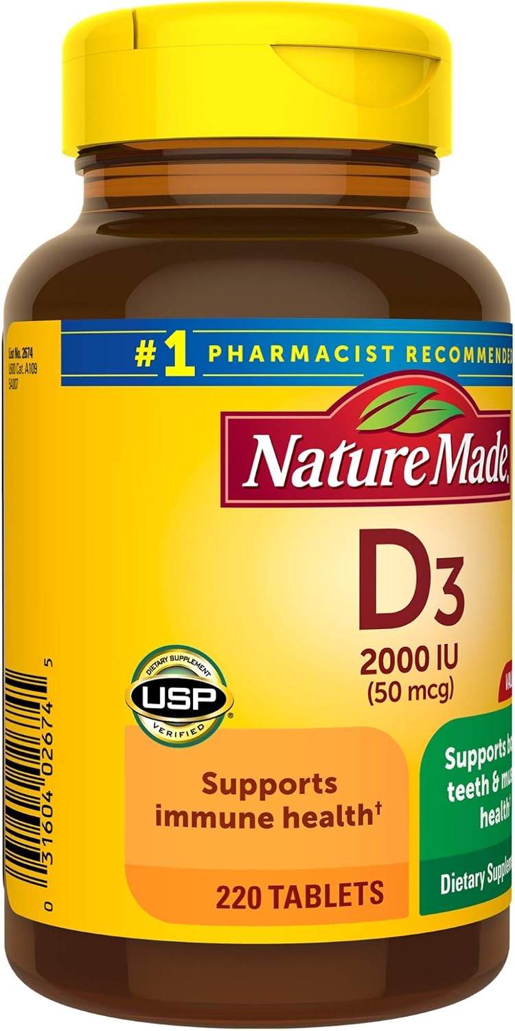 Nature Made Vitamin D3 2000 IU (50 mcg), 220 Tablets - görsel 7
