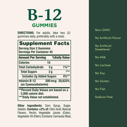 Nature's Bounty Vitamin B12 Gummies, Mixed Berry, 500mcg - 90 Gummies