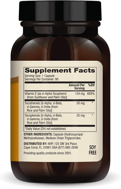 Dr. Mercola Vitamin E, 90 Servings (90 Capsules), 134 mg Per Capsule, Food Supplement, Supports Healthy Skin, Non-GM