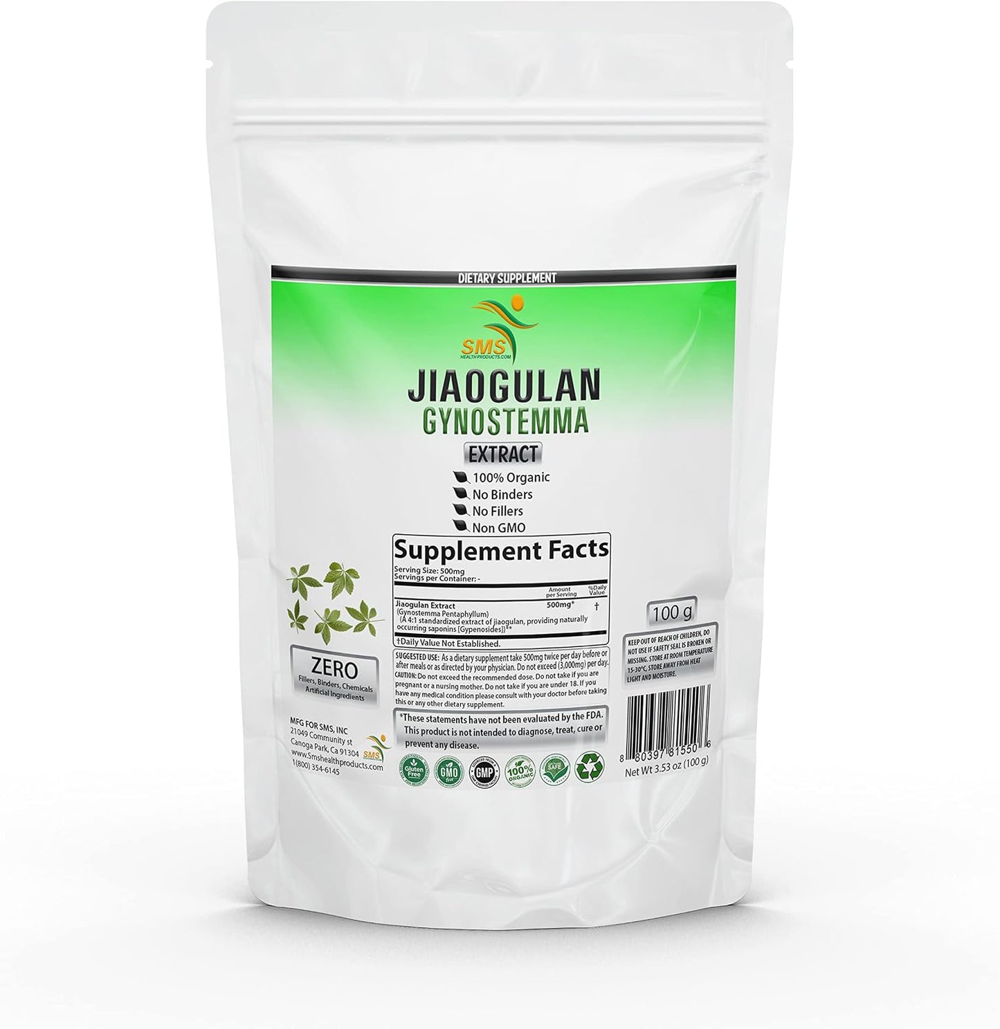 Jiaogulan (Gynostemma) 4:1 Extract Powder – Organic, No Fillers, High Potency Adaptogen, 100g - görsel 2