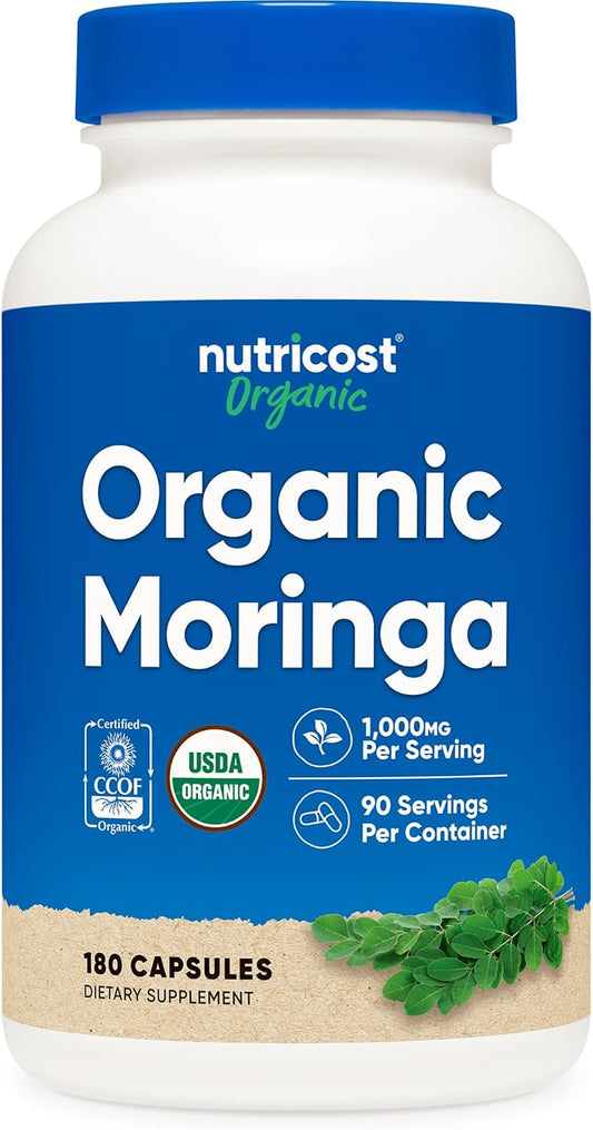 Nutricost Moringa Capsules 500mg, 180 Capsules (90 Servings) – Vegetarian, Non-GMO, Gluten-free