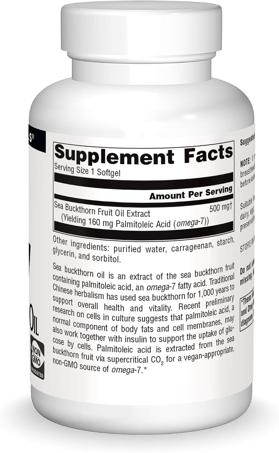 Source Naturals Omega-7 Sea Buckthorn Fruit Oil, Non-GMO, Vegan-Sourced for Health and Vitality - 120 Vegan Softgels - görsel 3