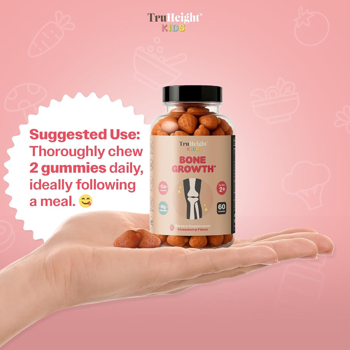 TruHeight Kids Bone Growth Gummies (Strawberry, Ages 2+) - görsel 5