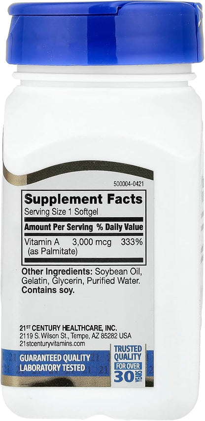 21st Century Vitamin A 10,000 IU Softgels, 110 Count