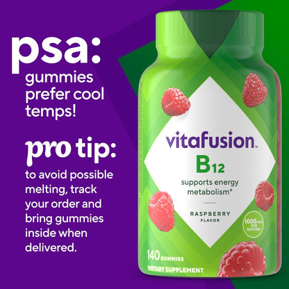 Vitafusion Vitamin B12 1000 mcg Gummies – Raspberry Flavour – 140 Count