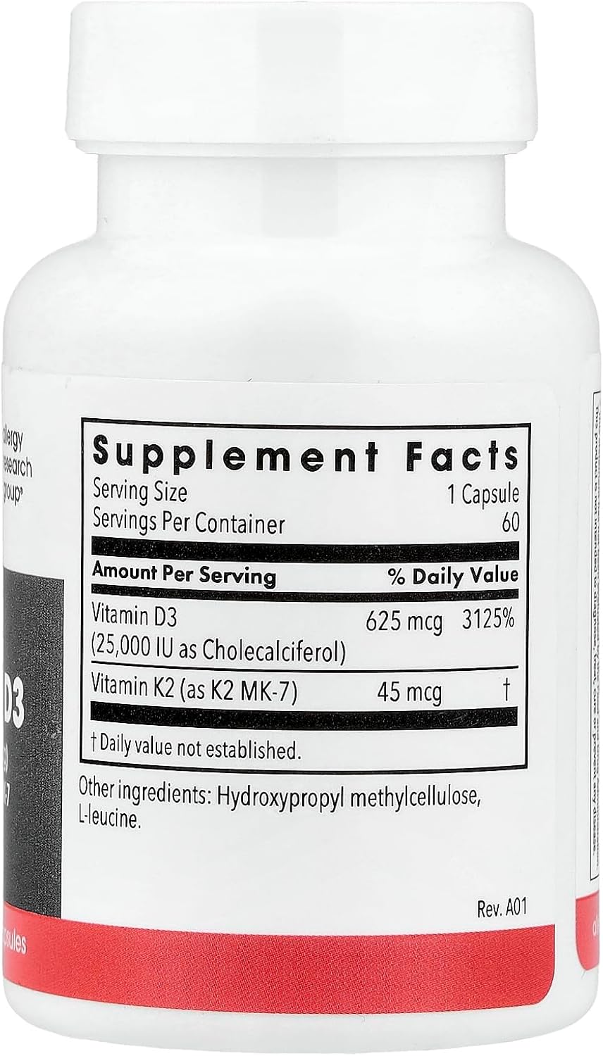 Metabolic Maintenance Vitamin D3 and K2 Supplement - 25,000 IU D3 with K2 MK-7 - 60 Capsules - görsel 2