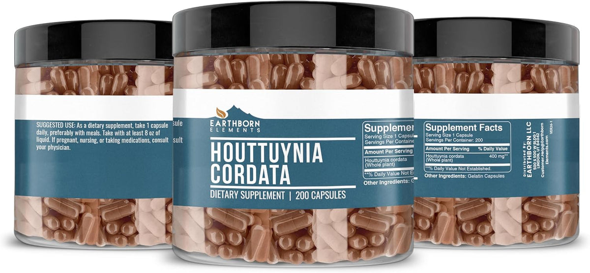 Earthborn Elements Houttuynia Cordata 200 Capsules, Pure and Undiluted, No Additives - görsel 4