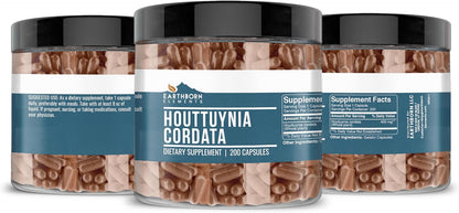 Earthborn Elements Houttuynia Cordata 200 Capsules, Pure and Undiluted, No Additives